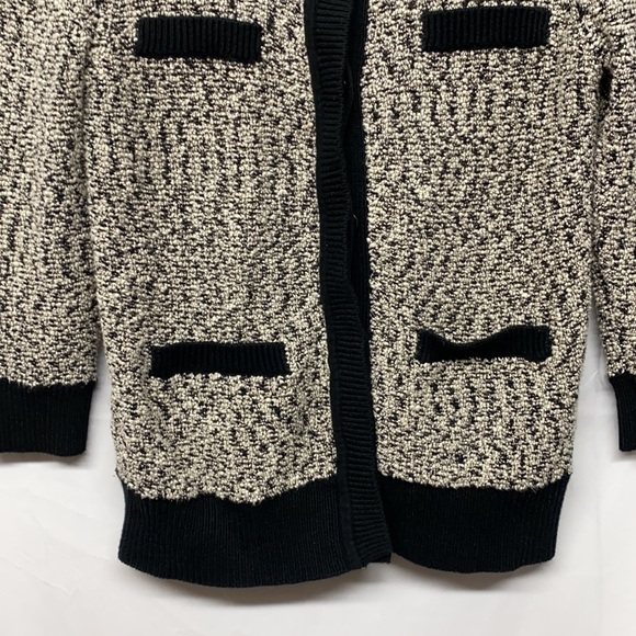 Ann Taylor Button Up Knit Cardigan Black & Gray With Pockets Medium - Picture 3 of 5
